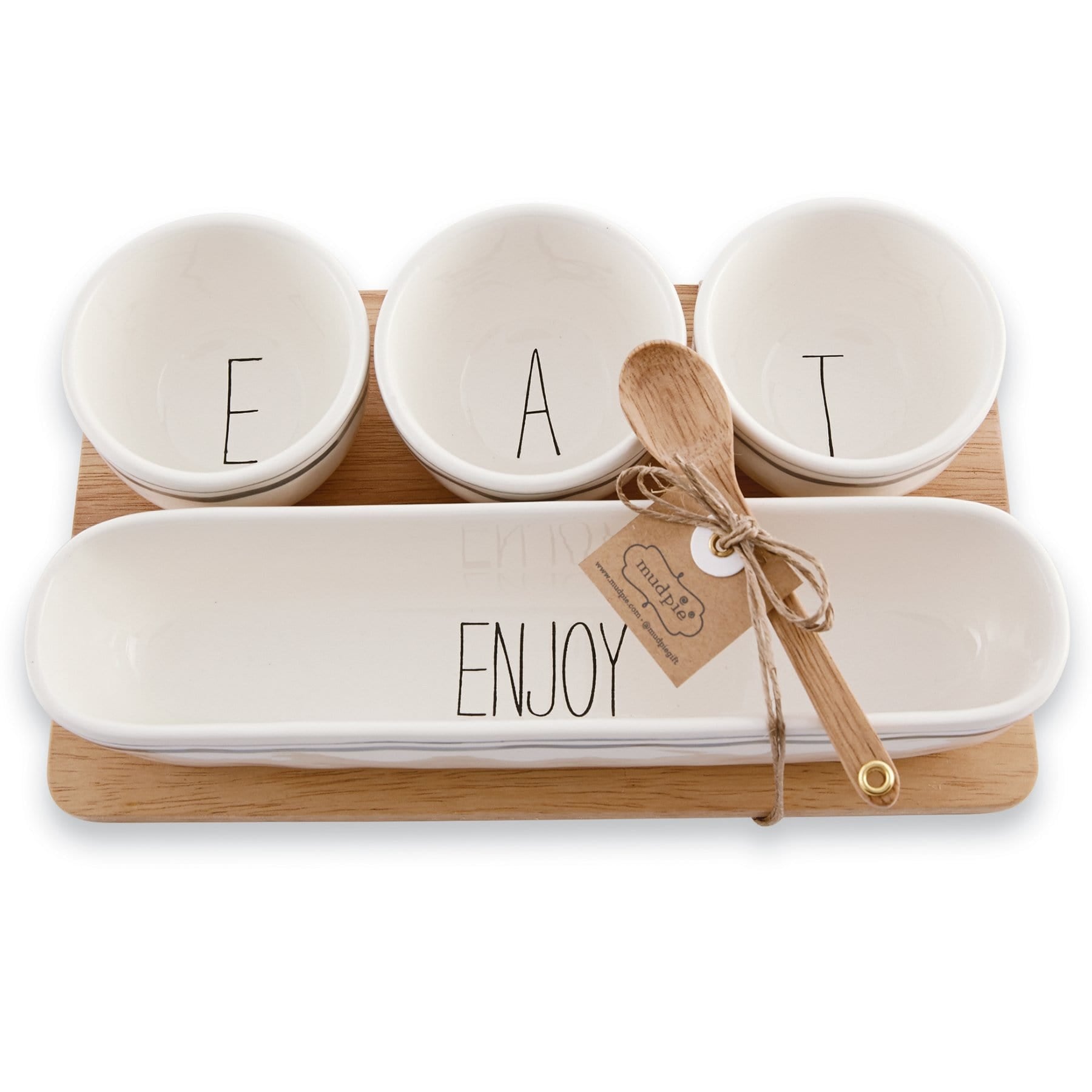 Dip Bowls with Wood Tray