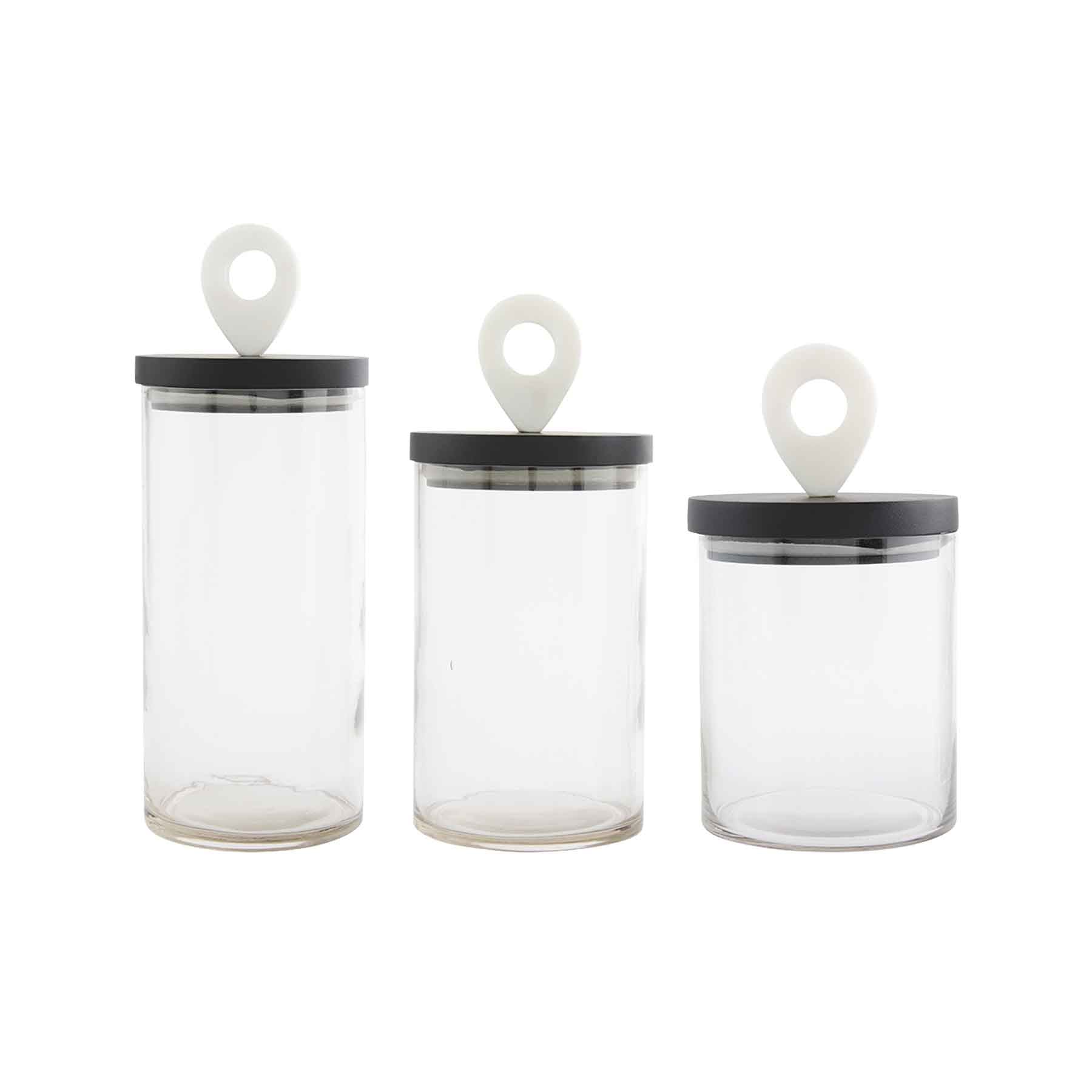 Medium Black & White Glass Canister