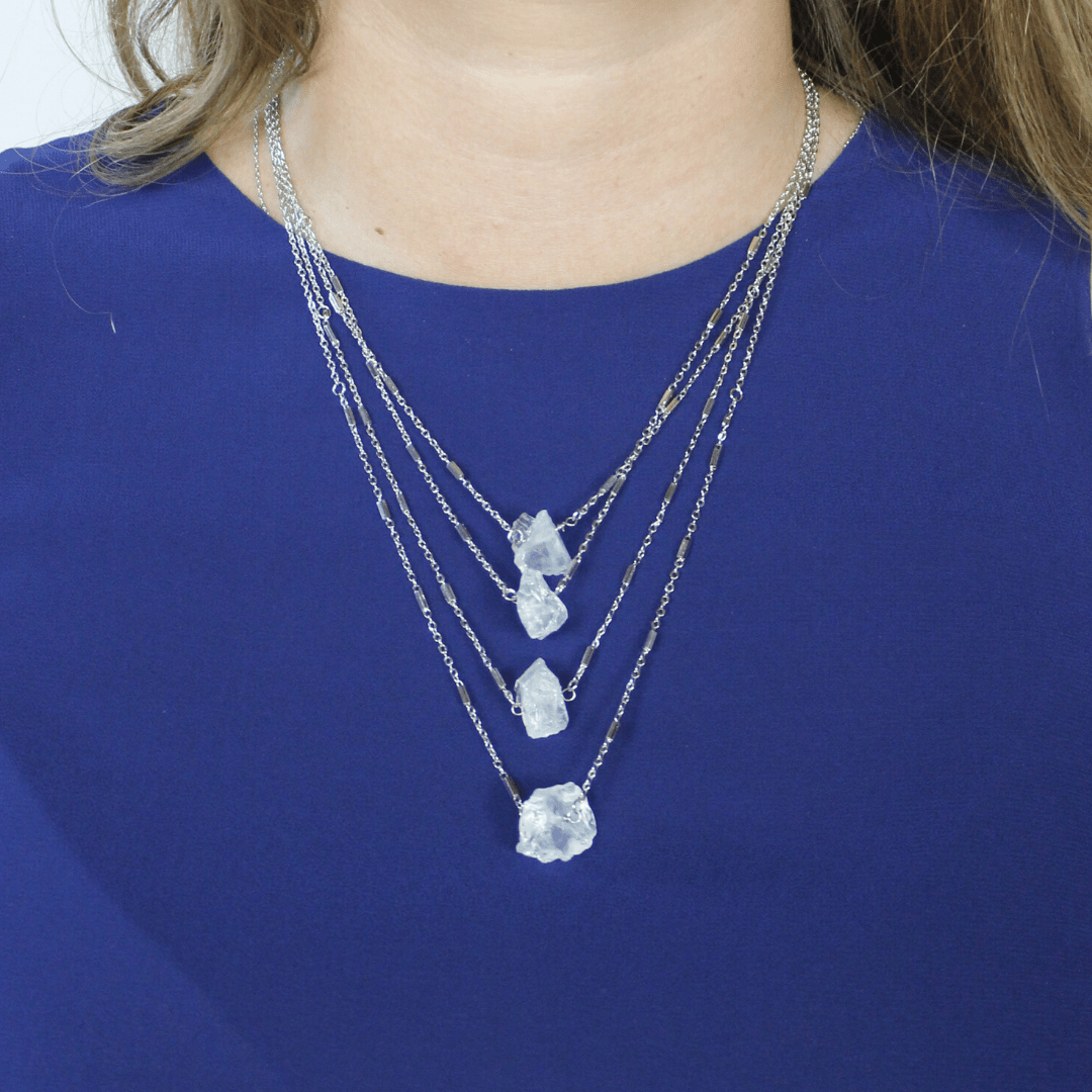 Layered Silver Stone Necklace