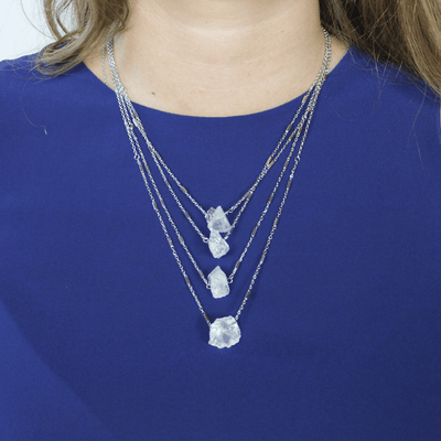 Layered Silver Stone Necklace