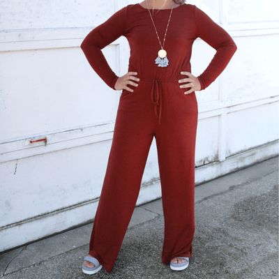 Long Sleeve Drawstring Jumpsuit