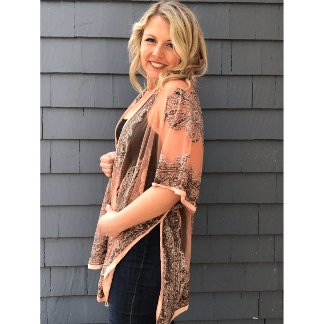 Sheer Print Kimono