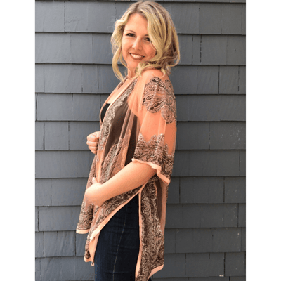 Sheer Print Kimono