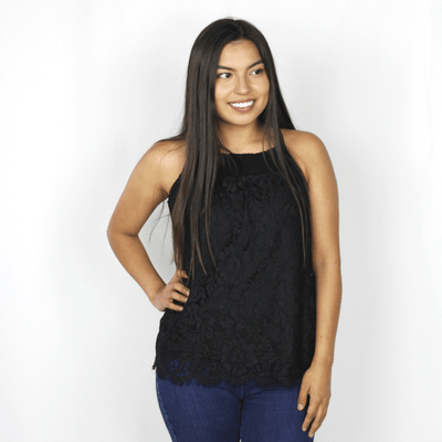 Lace Overlay Halter Top