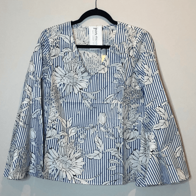 Floral Stripe Bell Sleeve Top