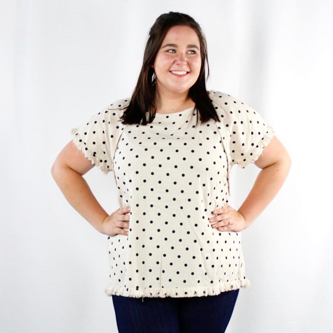 Polka Dot Ruffle Hem Top