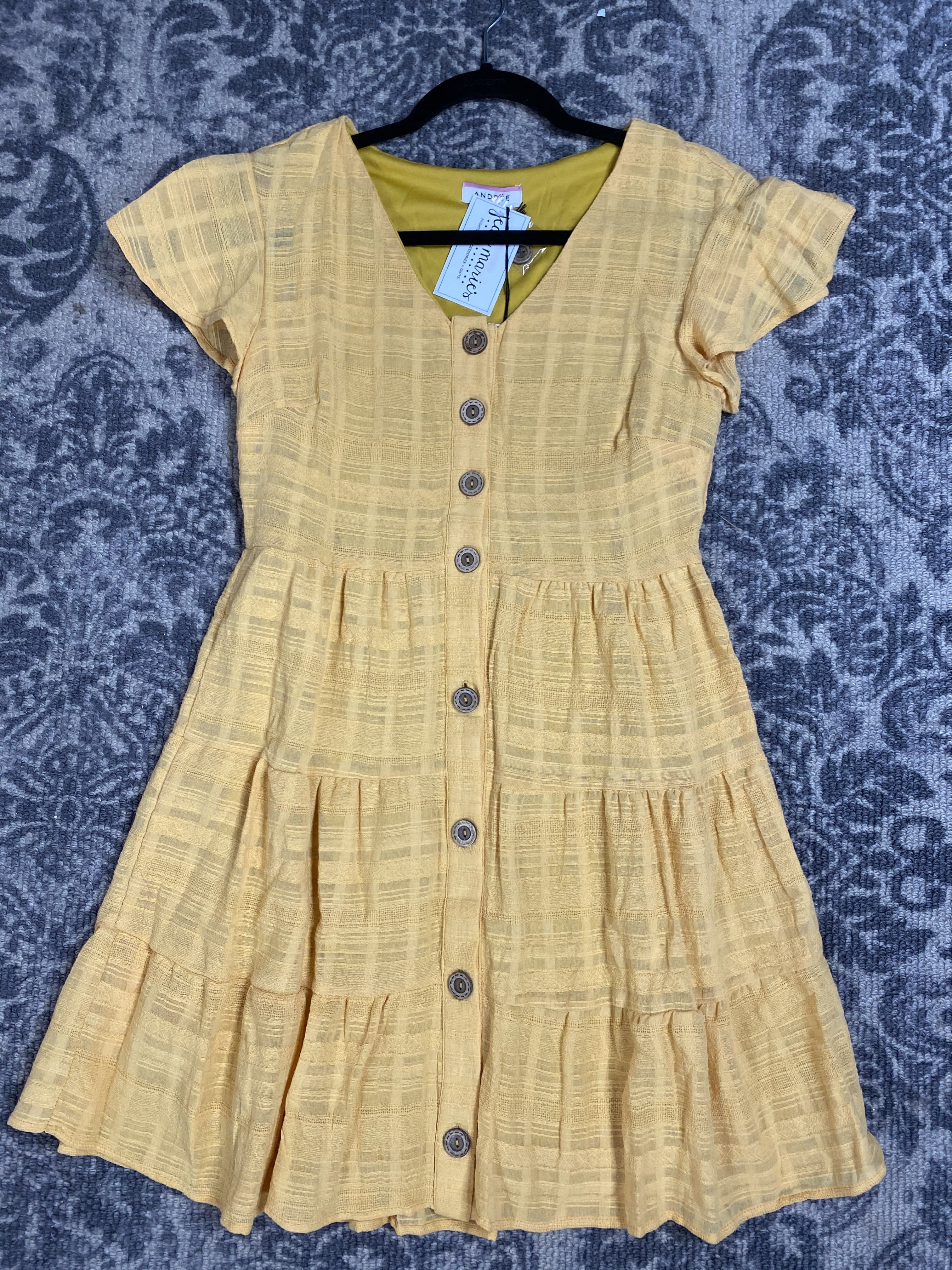 Marigold Babydoll Flutter Sleeve Dress