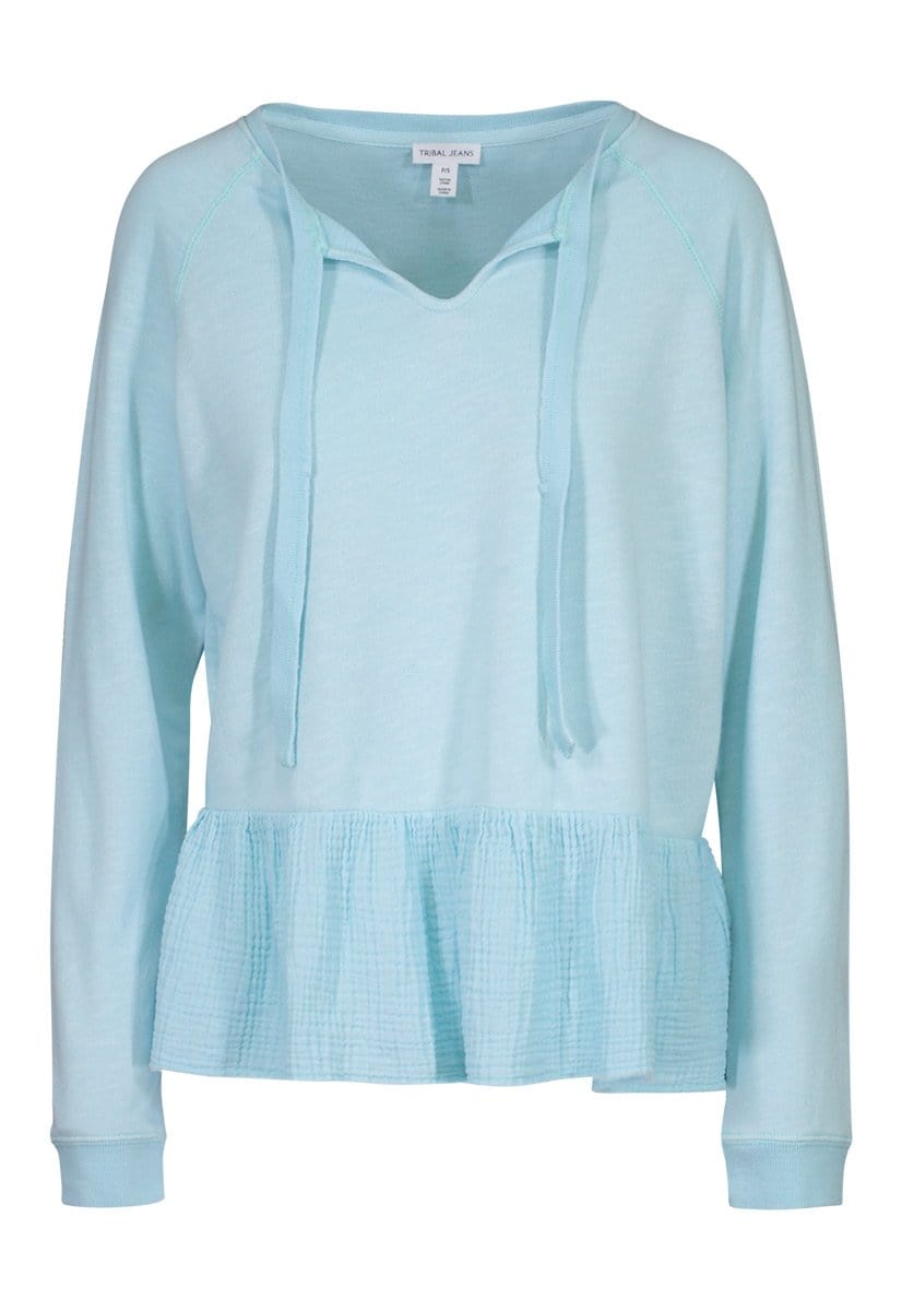 Surf Blue Combo Peplum Top