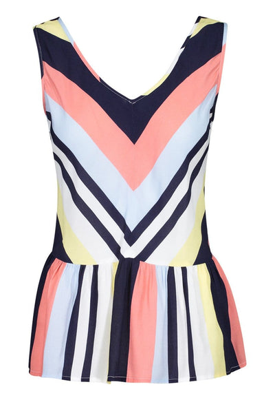 Printed Crepe Peplum Tank Top