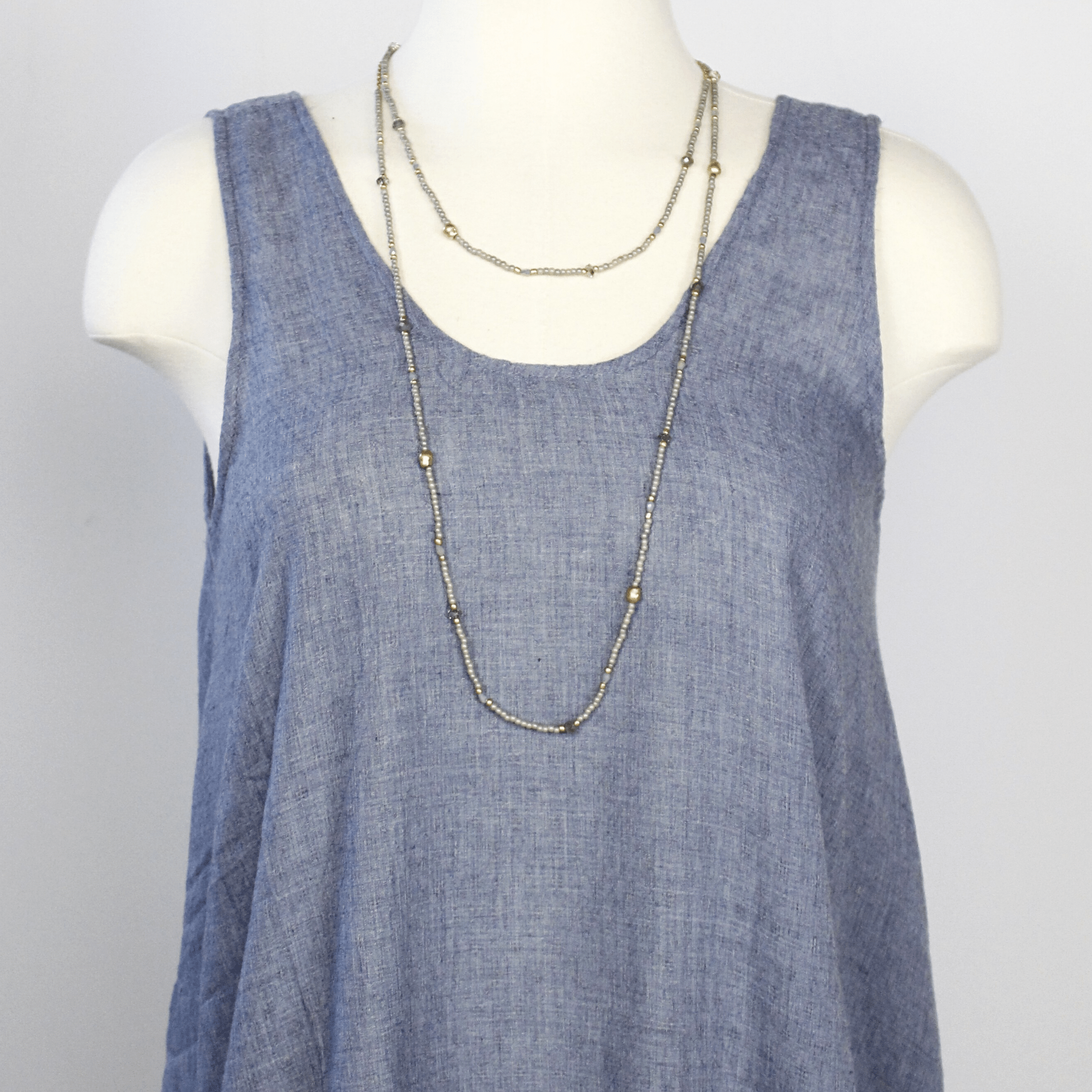 Gray Beaded Layer Necklace