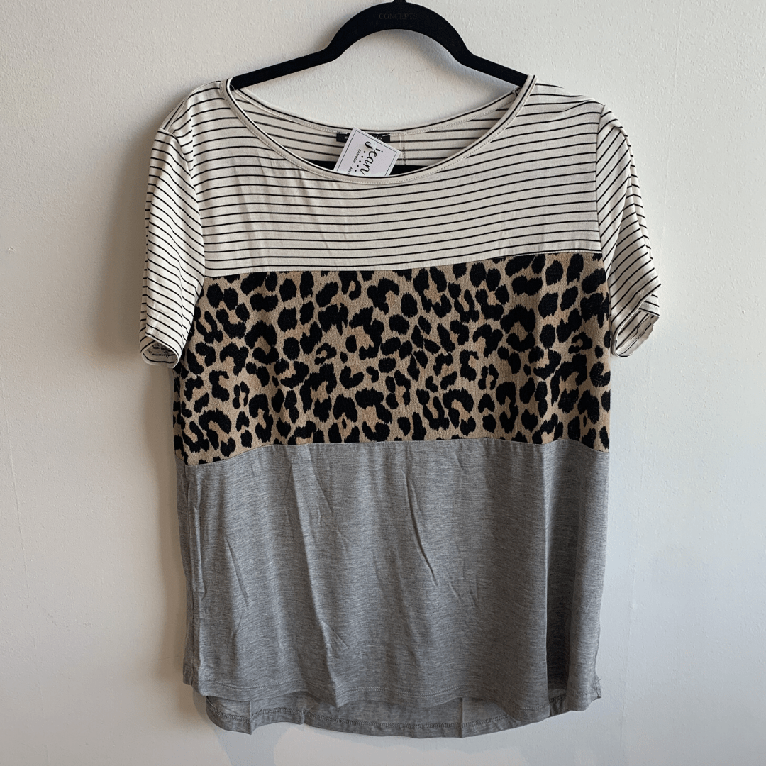 Leopard Colorblock Top