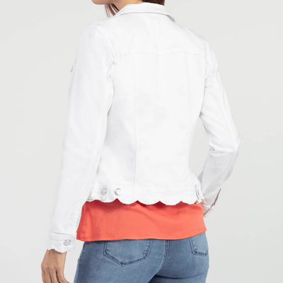 White denim jacket with scallop hem