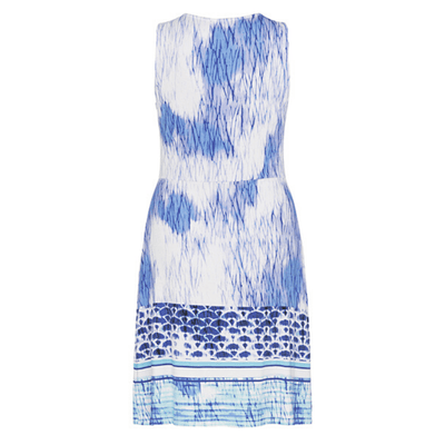 Blue and white knotted front dress
