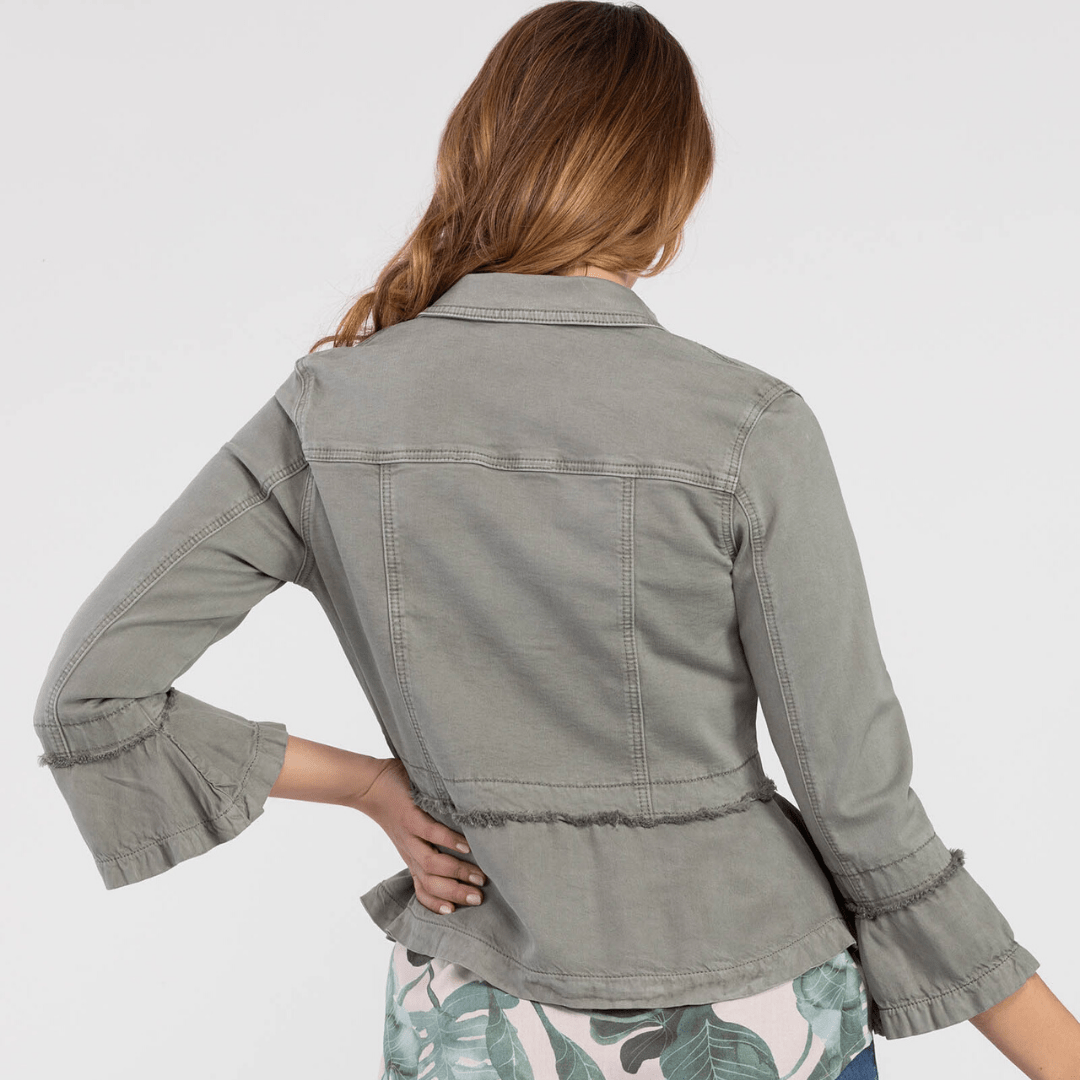 Green military jacket bell sleeve buttoned