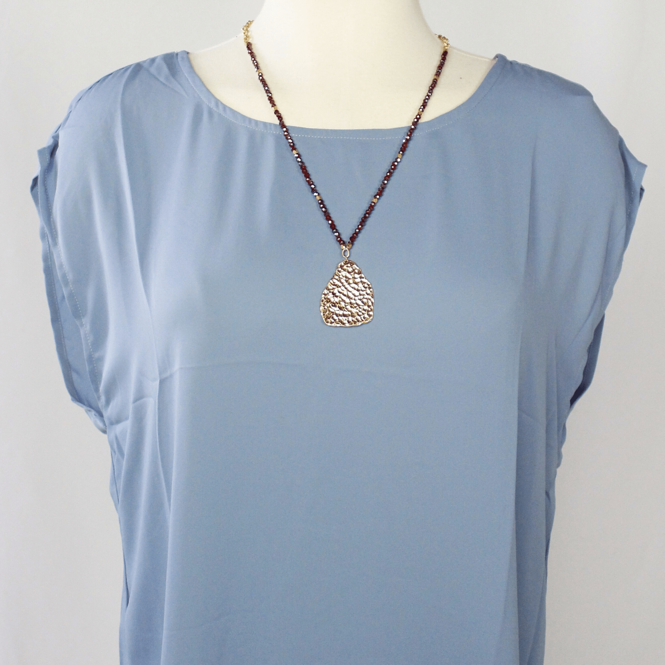 Red Beaded Pendant Necklace