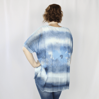 Ombre Blue Flower Top