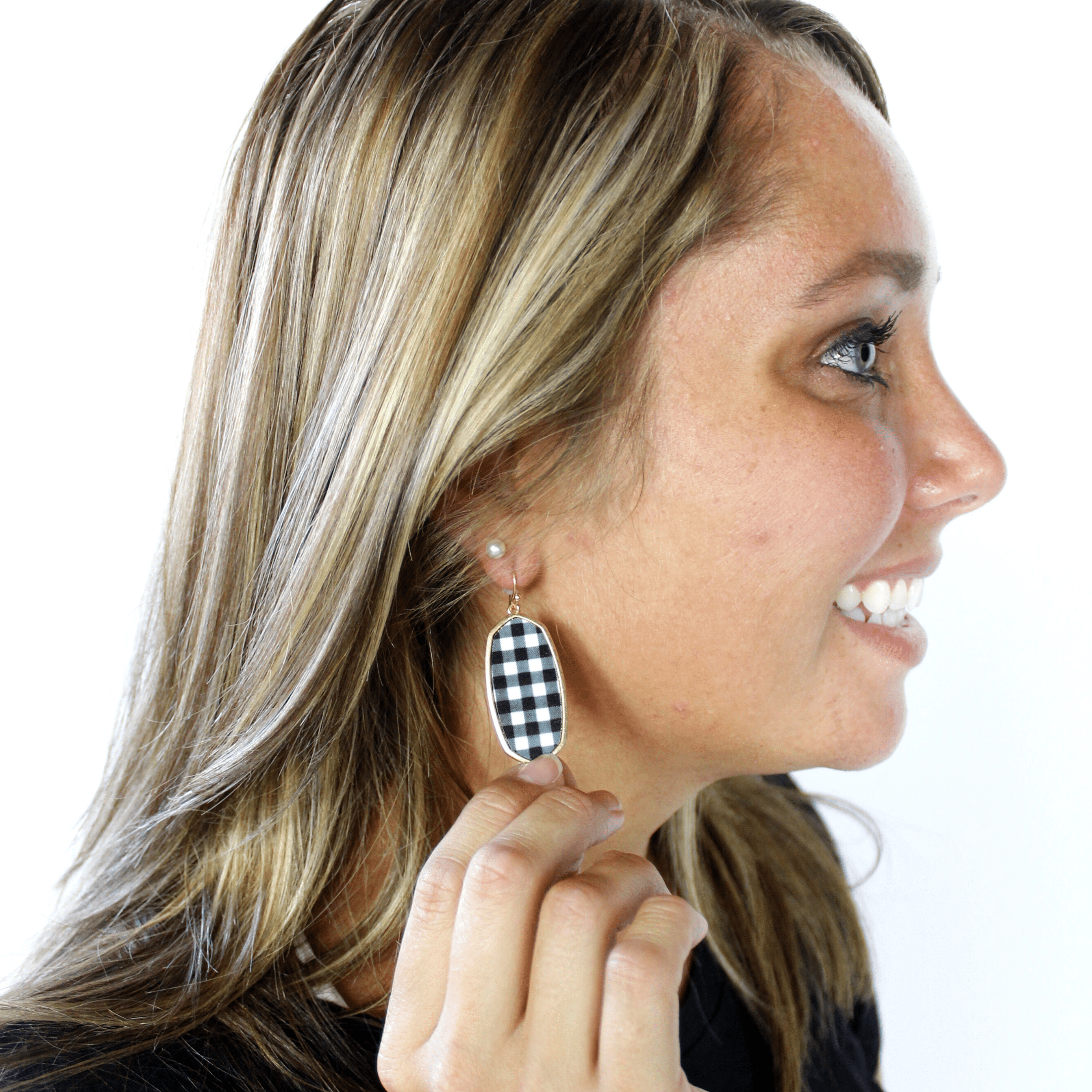 Buffalo Check Oval Earring