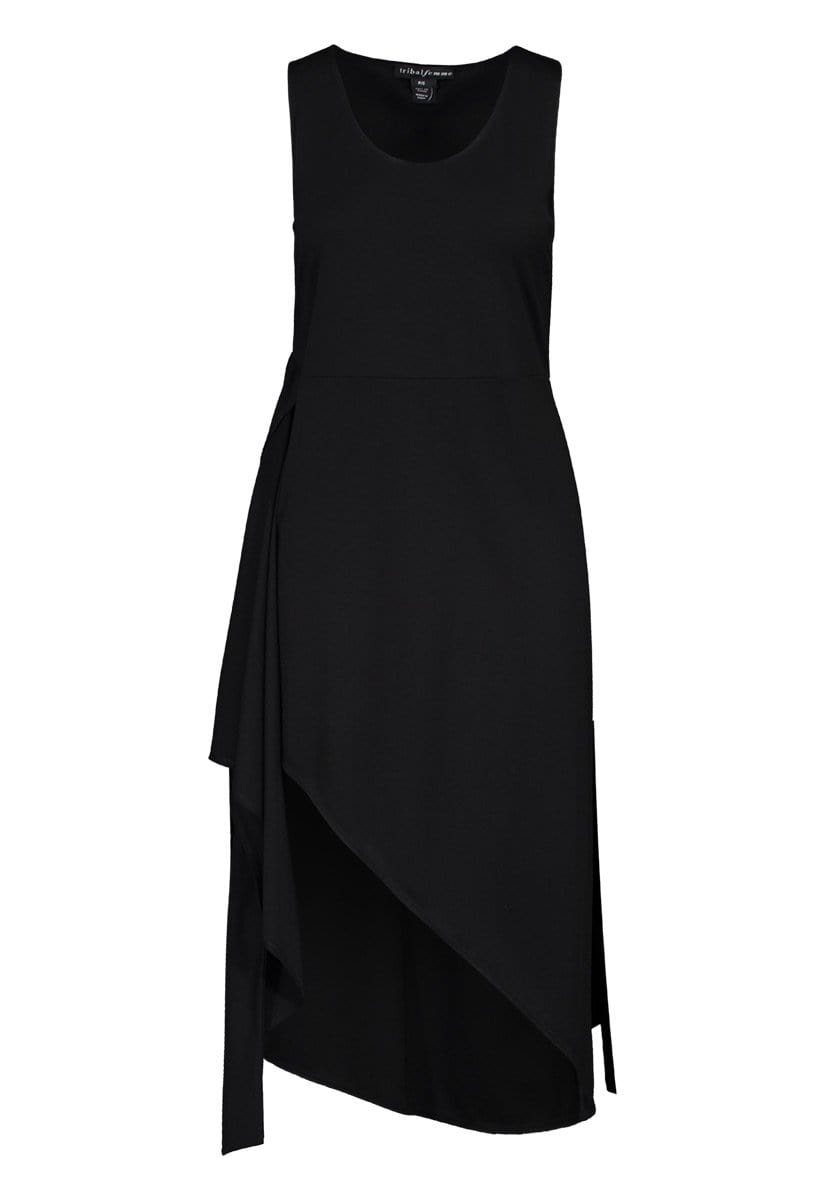 Black Sleeveless Wrap Dress