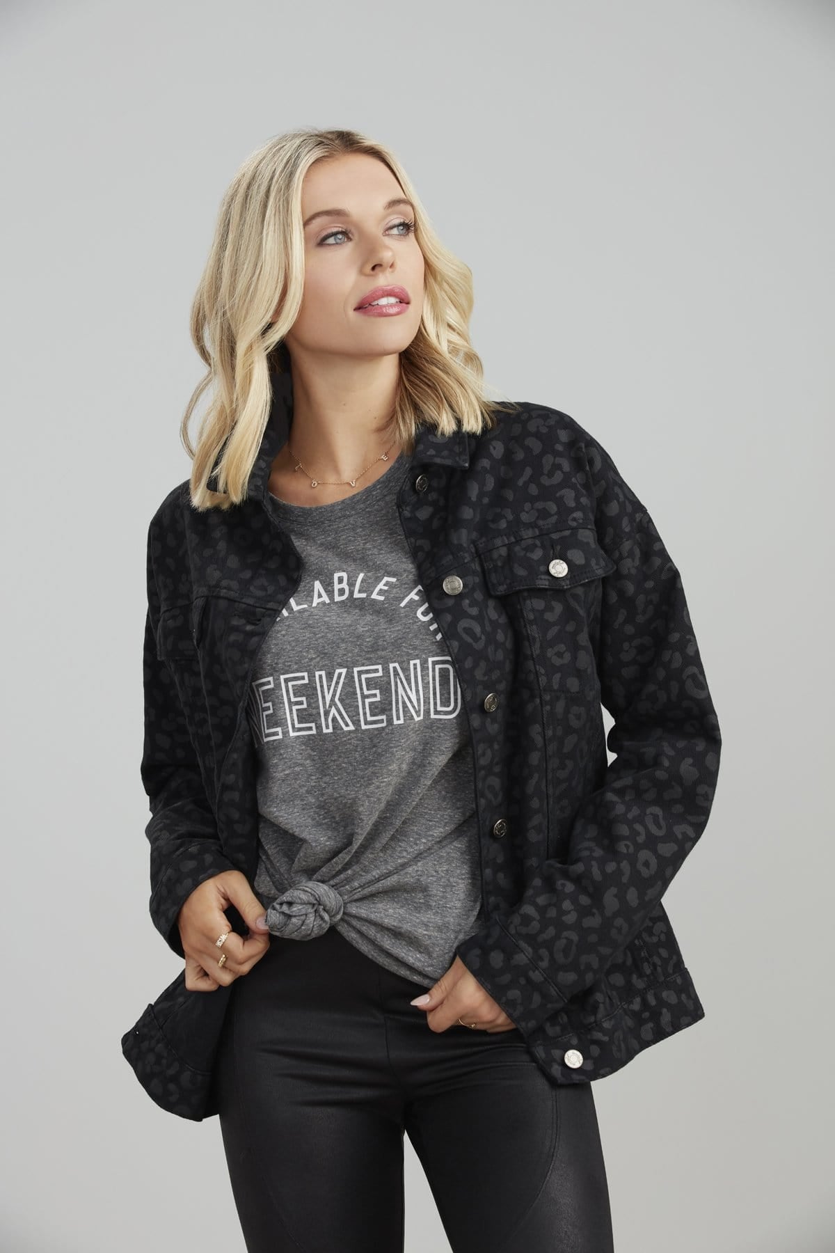 Shaw Black Leopard Boyfriend Jacket