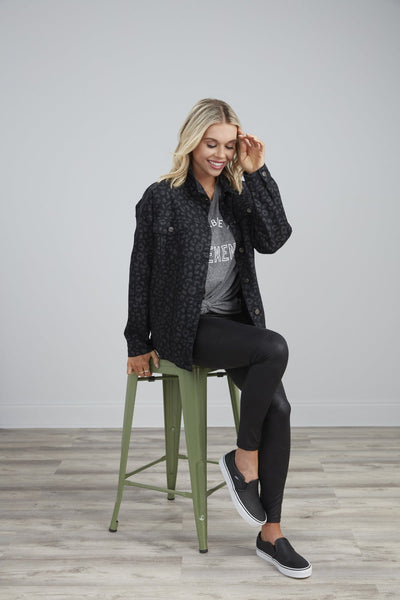Shaw Black Leopard Boyfriend Jacket