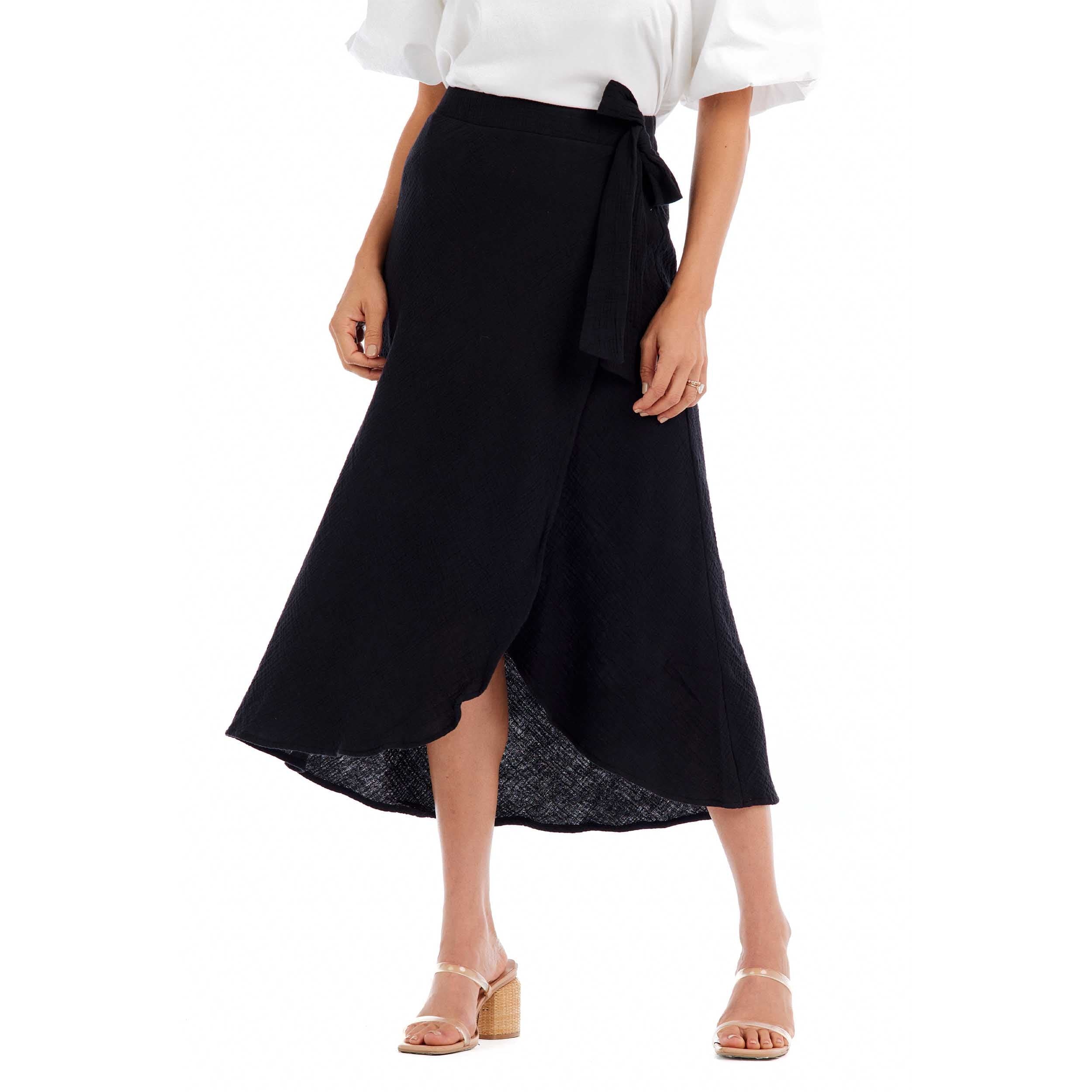 Black Mallie Wrap Skirt