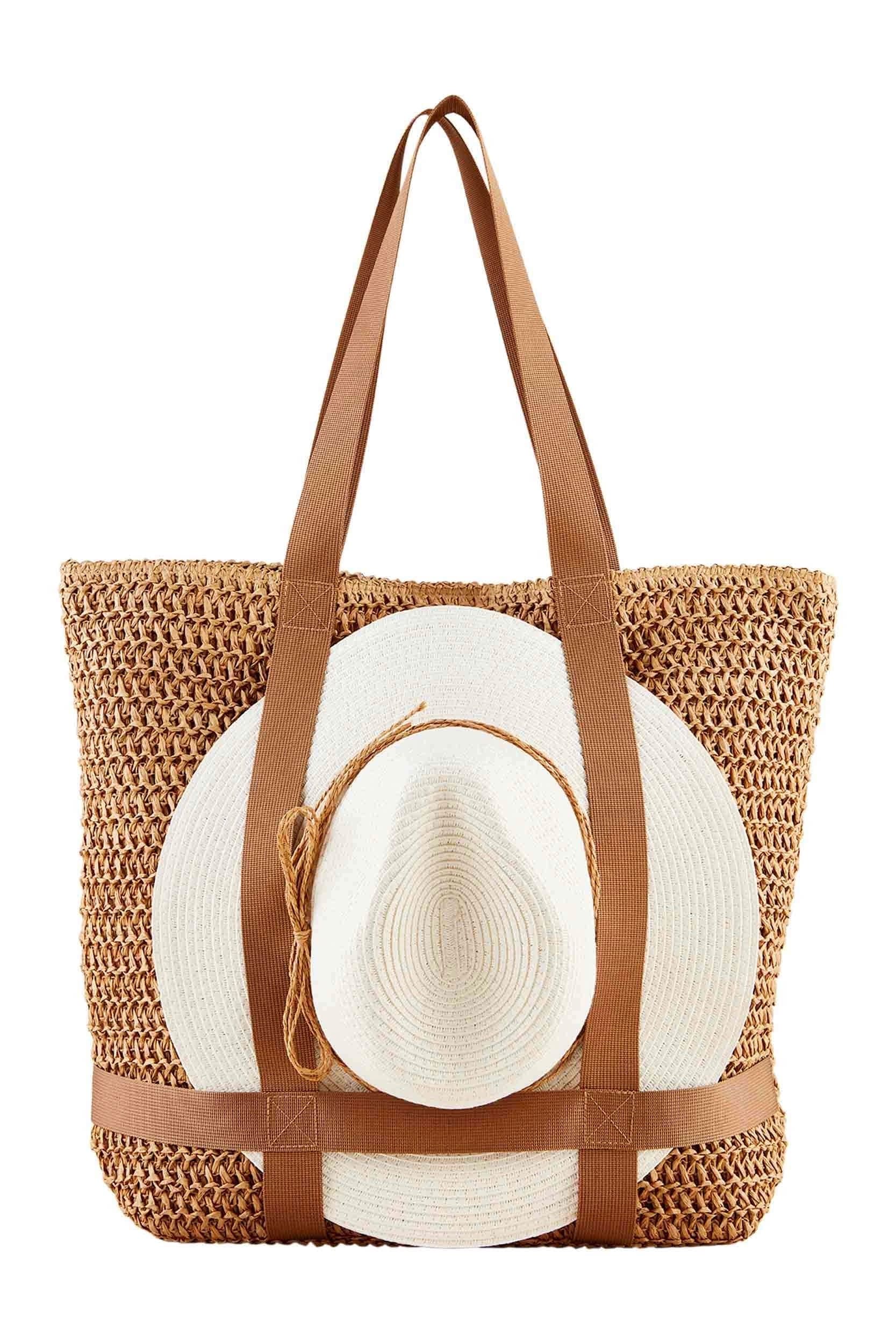 Hat & Tote Set in Tan