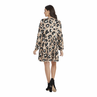 Taupe Leopard Maybell Flounce Dress