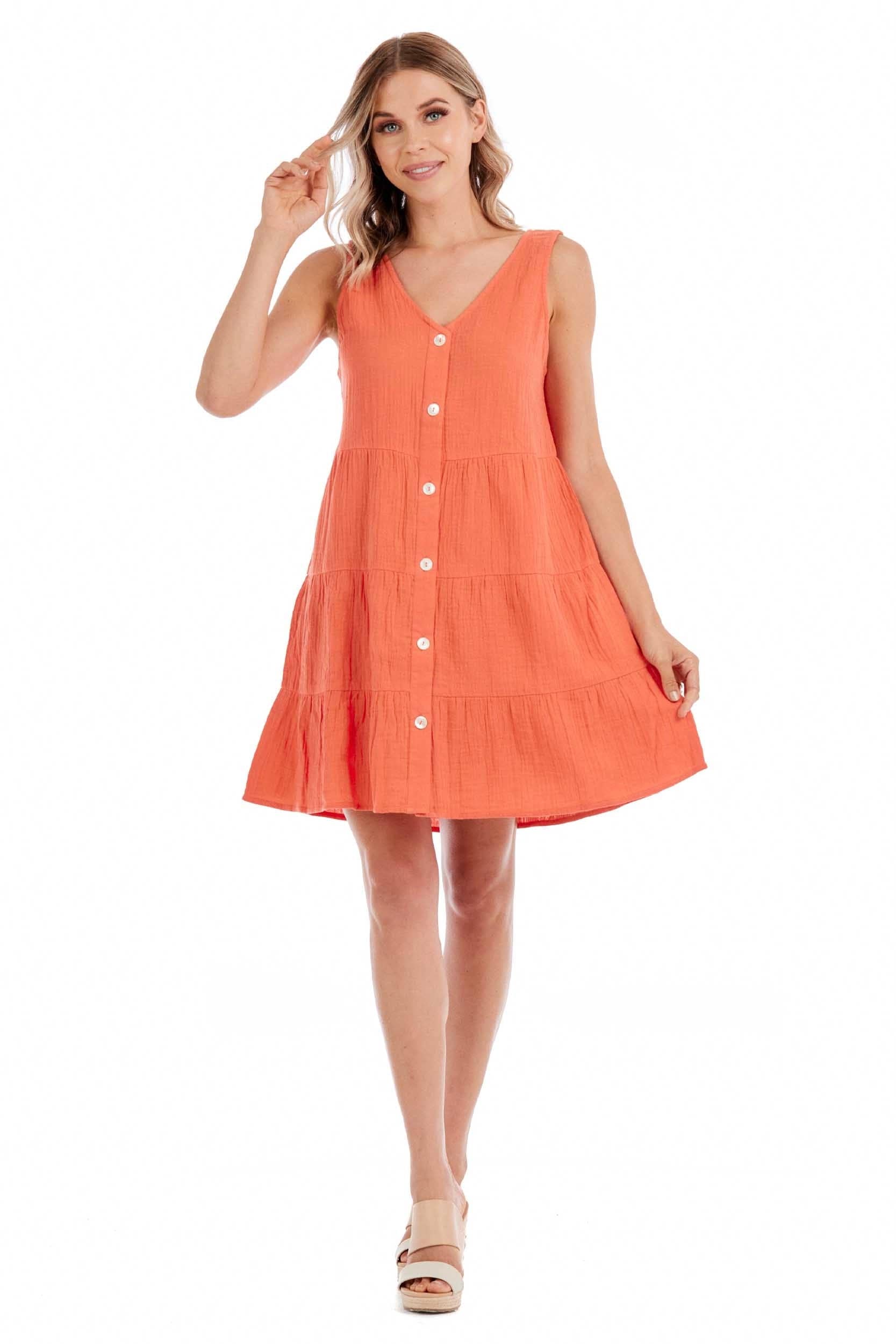 Coral Mindy Tiered Dress