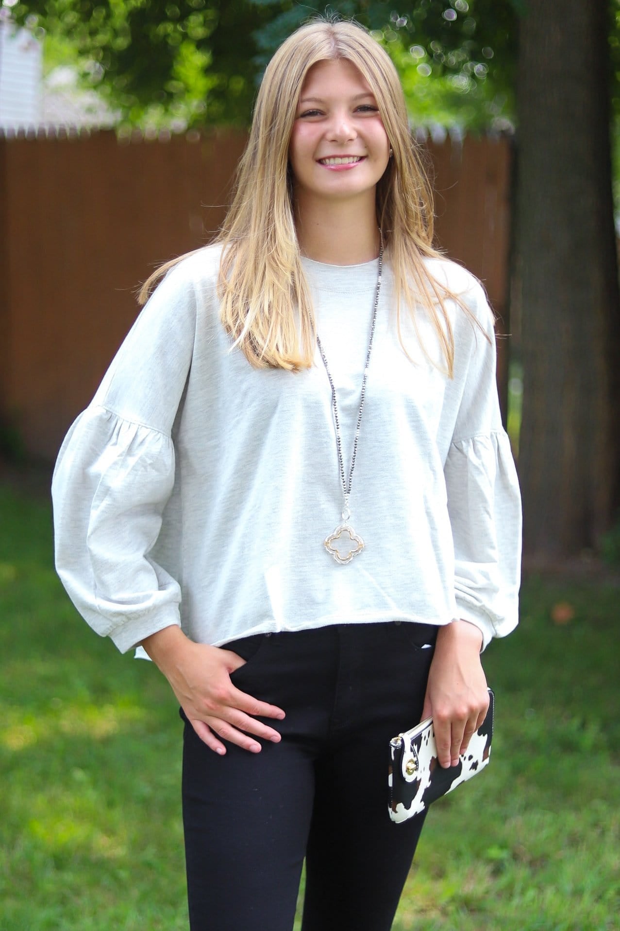 Oatmeal Landon Peplum Top