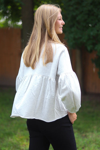 Oatmeal Landon Peplum Top