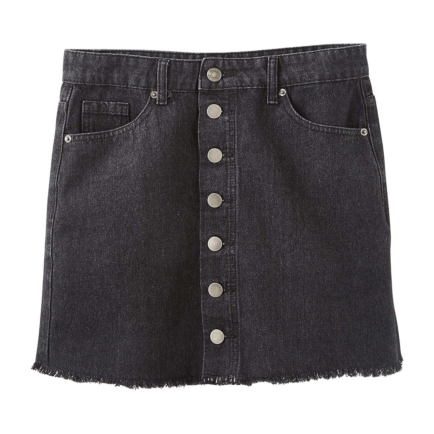 Black Fitz Button Front Skirt
