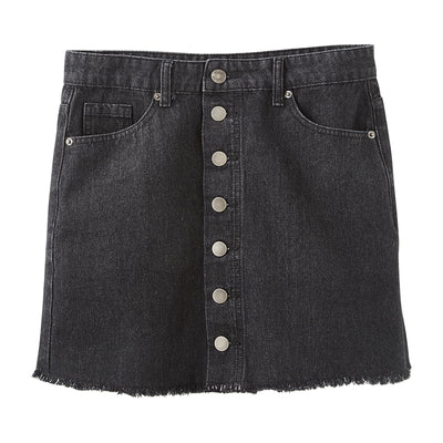 Black Fitz Button Front Skirt