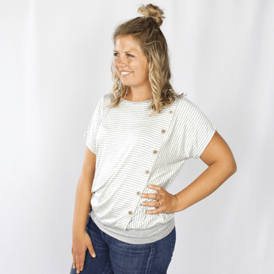 Stripe Button Dolman top