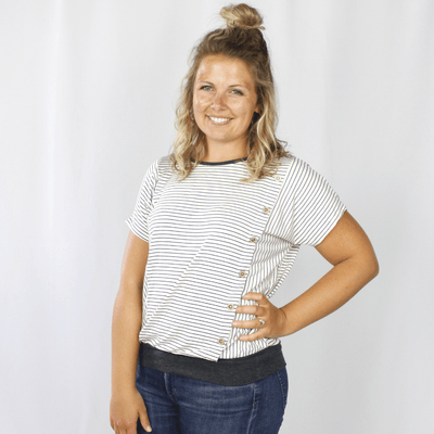 Stripe Button Dolman top