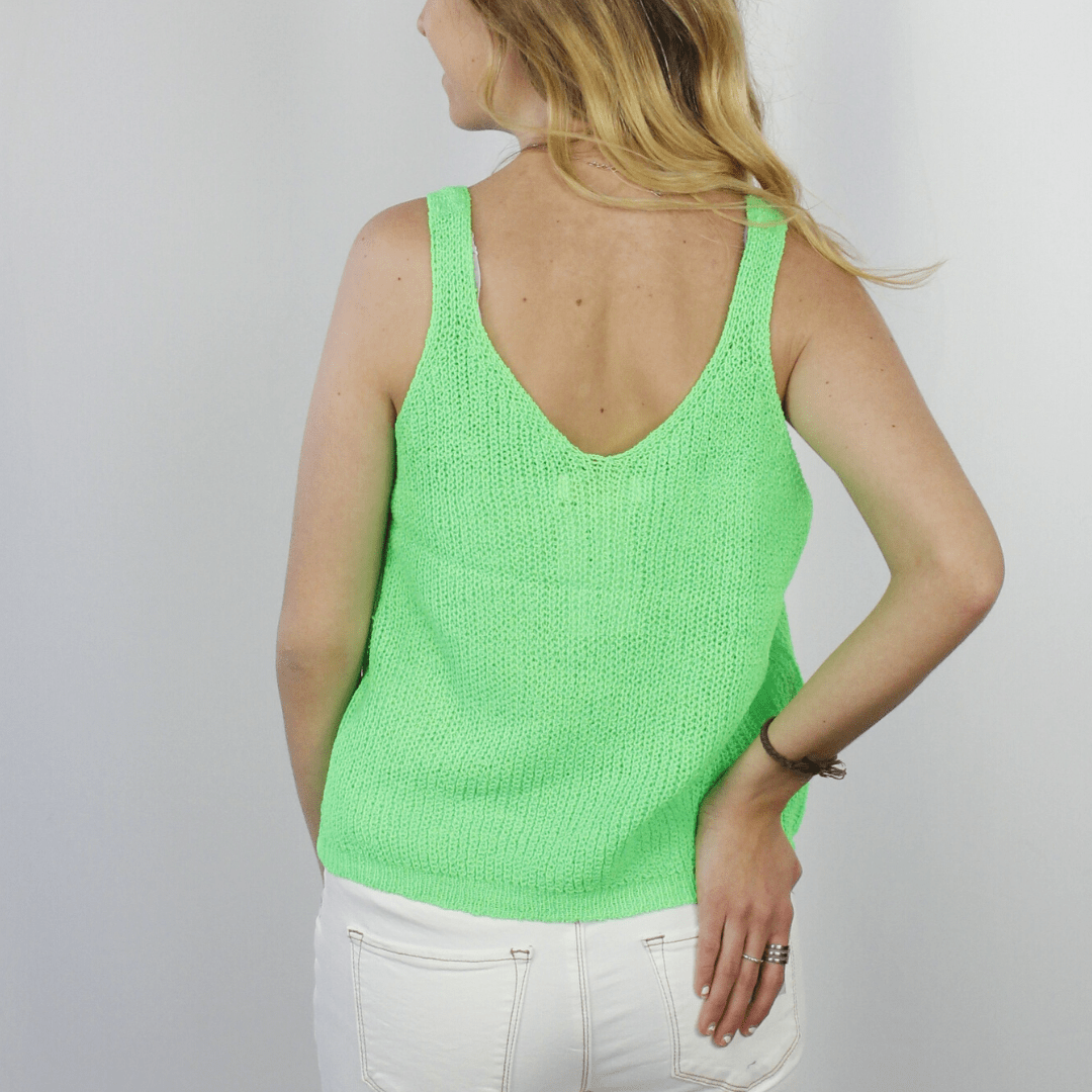 Neon green cropped sweater tank top