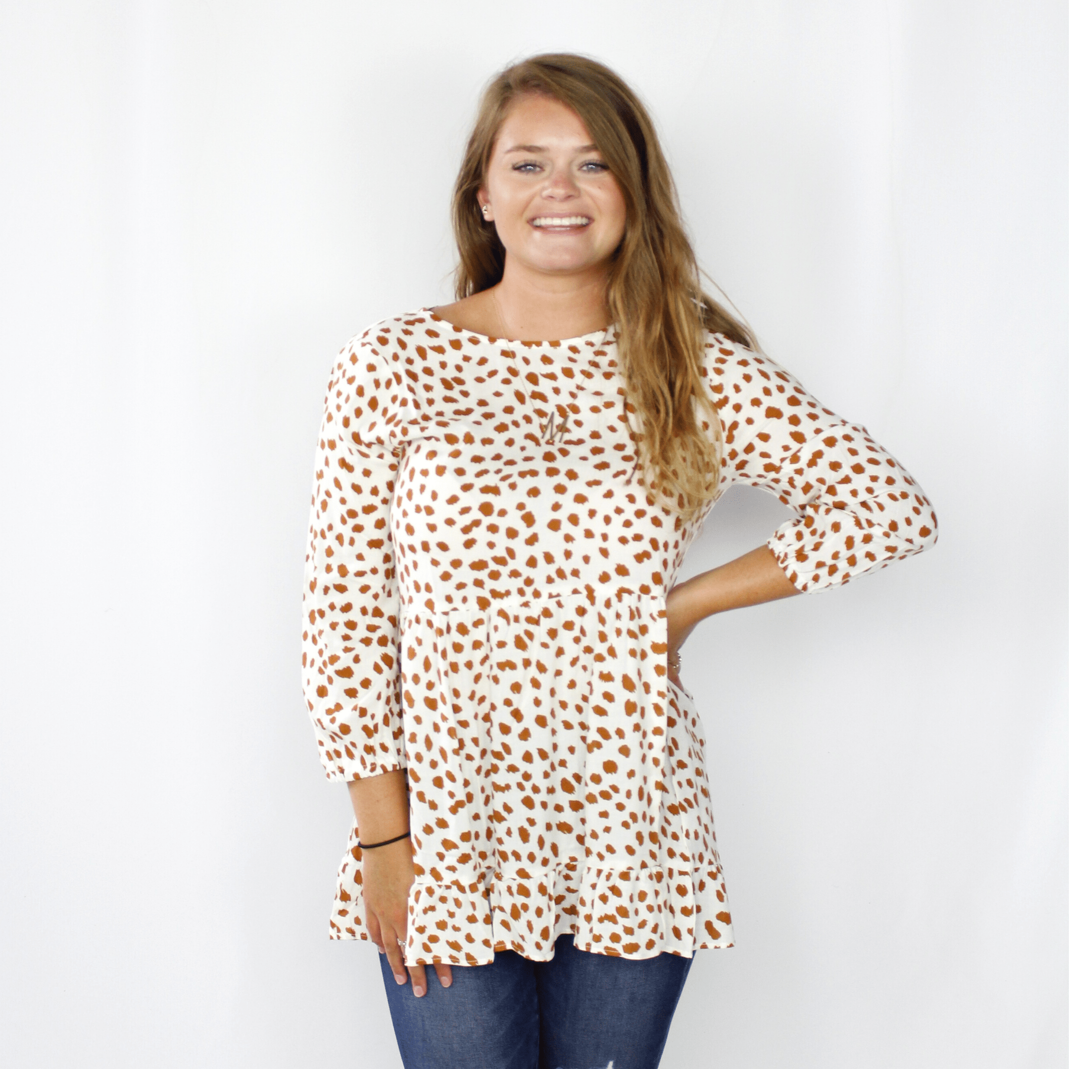 Animal Dot Babydoll Blouse