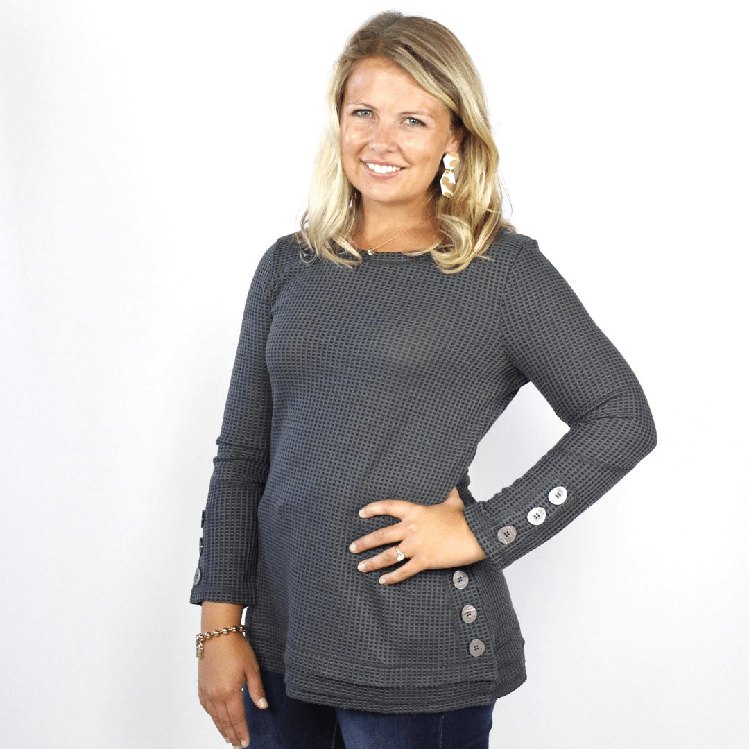 Waffle Button Detail Top