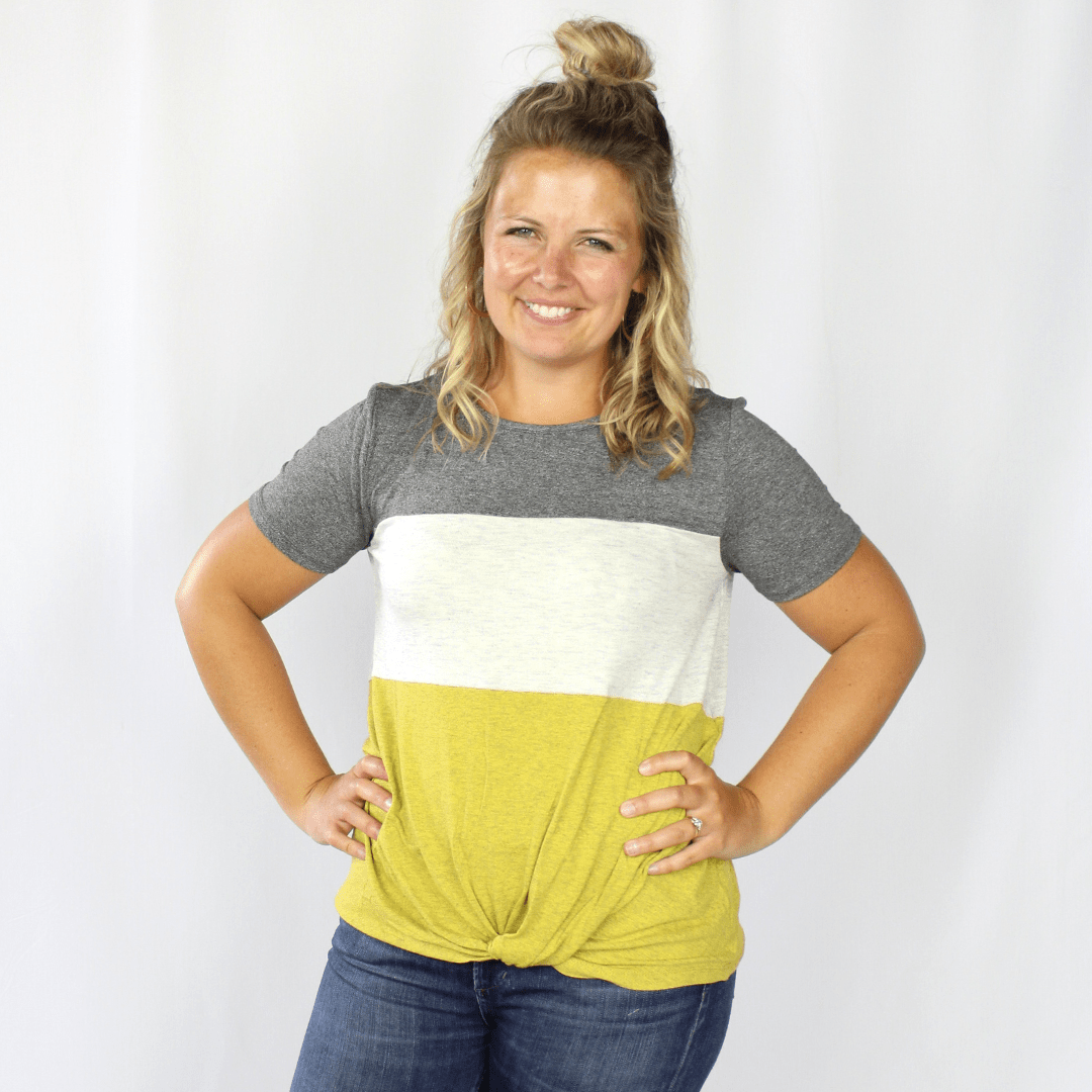Green Colorblock Knot Top
