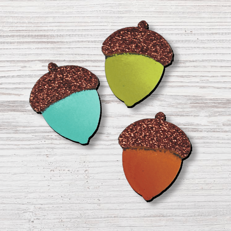 3 Pack Acorns with Glitter Magnet
