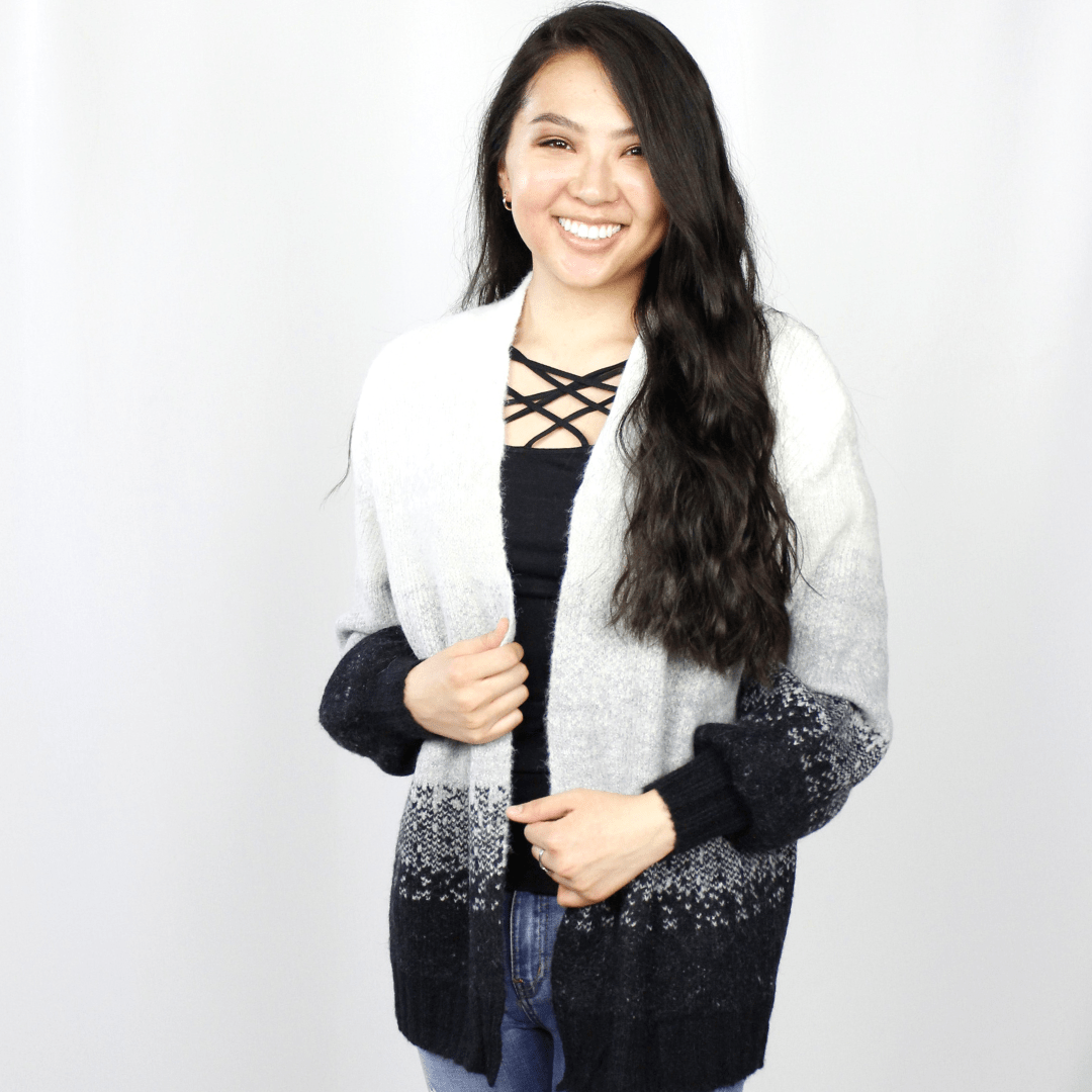 Black Ombre Open Cardigan