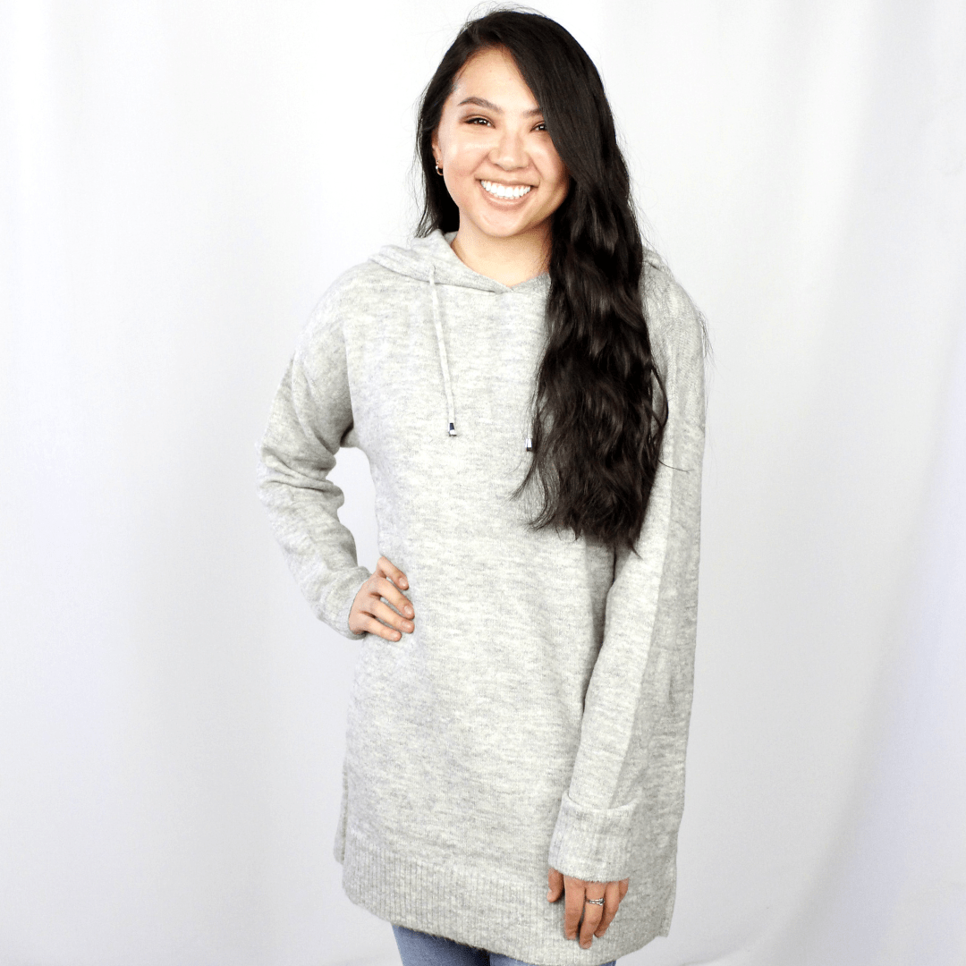 Rib Contrast Hoodie Tunic