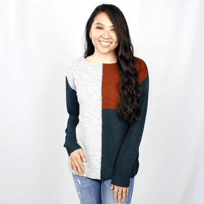 Ribbed Colorblock Pullover Sweater