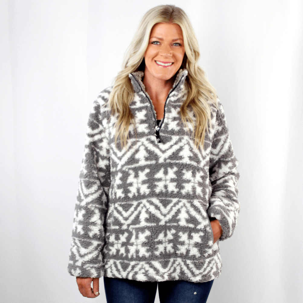 Aztec Snowflake Sherpa Pullover