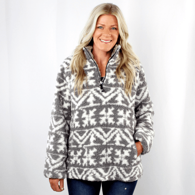 Aztec Snowflake Sherpa Pullover