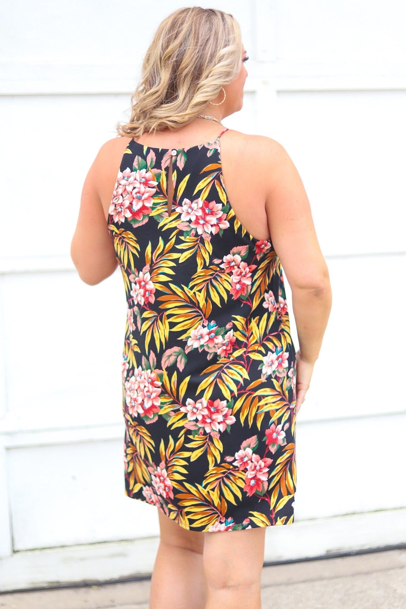 Tropical Printed Halter Dress