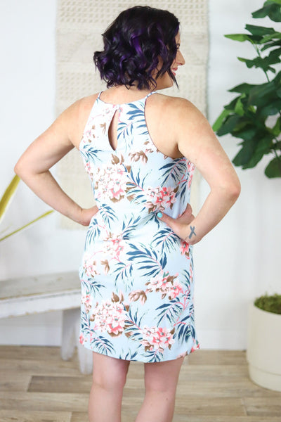 Tropical Printed Halter Dress