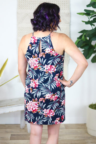 Tropical Printed Halter Dress