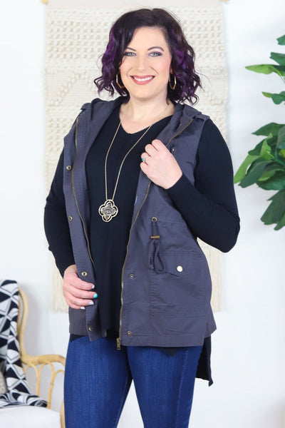 Drawstring Hoodie Vest