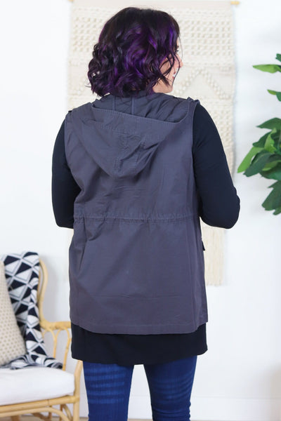 Drawstring Hoodie Vest