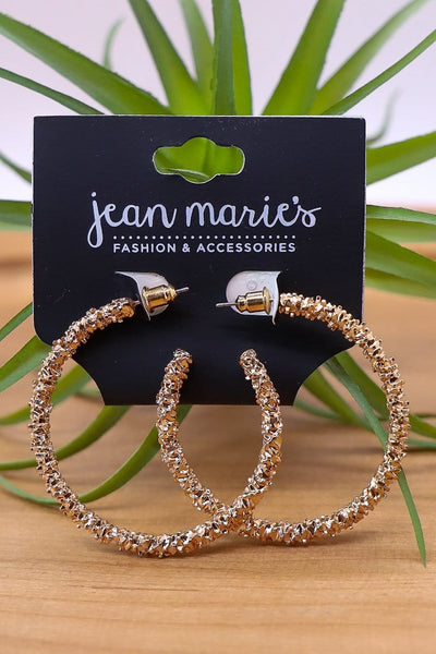 Gold Texture Hoop Earring